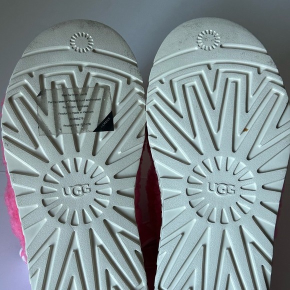 UGG Pink Rose Fluffita Oh Yea Sheepskin Fur Slippers Slides Sandals Size 7 - Picture 8 of 8